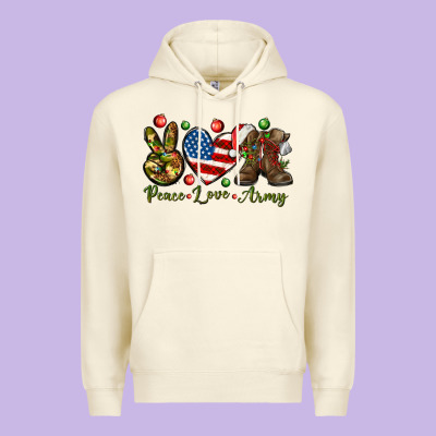 Peace Love Army Christmas Premium Hoodie Designed By Nancycooperartshop