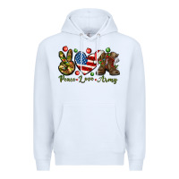 White peace love army christmas Premium Hoodie - NancyCooperArtShop