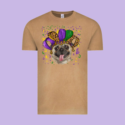 Vintage Tee Mardi gras hat pug