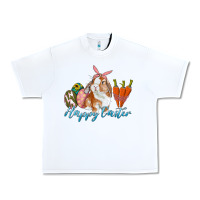 White happy easter bunny carrots and eggs Urban Heavy Tee - RanaPortraitStore