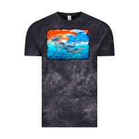 Cloud Black humpback whale and wave background Vintage Tee - BarkalooDesign
