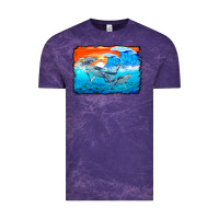 Cloud Purple humpback whale and wave background Vintage Tee - BarkalooDesign
