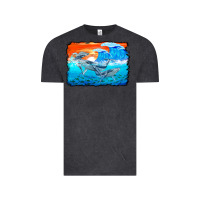 Vintage Black humpback whale and wave background Vintage Tee - BarkalooDesign