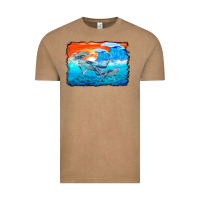 Vintage Coffee humpback whale and wave background Vintage Tee - BarkalooDesign