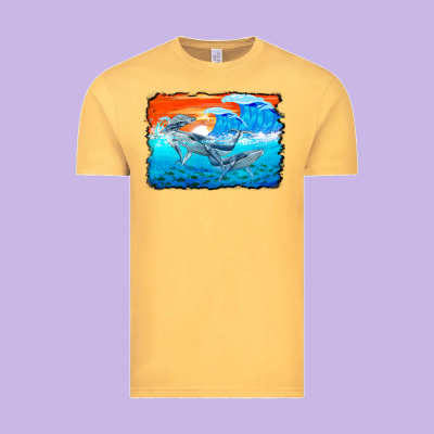 Humpback Whale And Wave Background Vintage Tee Designed By Barkaloodesign