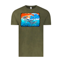 Vintage Olive humpback whale and wave background Vintage Tee - BarkalooDesign