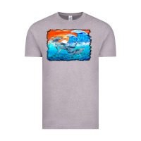 Vintage Zinc humpback whale and wave background Vintage Tee - BarkalooDesign