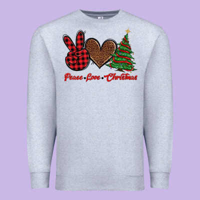 Peace Love Christmas Premium Sweatshirt Designed By Barkaloodesign
