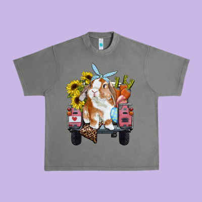 Easter Truck With Bunny Sunflowers And Eggs Urban Heavy Tee Designed By Ranaportraitstore