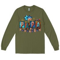 Army Green American Papa 4th of july Long Sleeve Tee - CowGirlArtShop