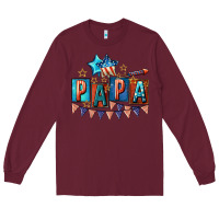 Burgundy American Papa 4th of july Long Sleeve Tee - CowGirlArtShop