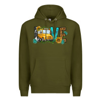 Army Green school bus love Premium Hoodie - NancyCooperArtShop