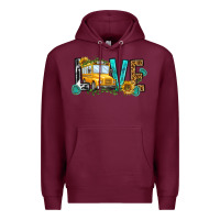 Burgundy school bus love Premium Hoodie - NancyCooperArtShop