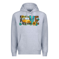 Heather Grey school bus love Premium Hoodie - NancyCooperArtShop