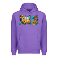 Purple school bus love Premium Hoodie - NancyCooperArtShop