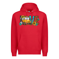 Red school bus love Premium Hoodie - NancyCooperArtShop