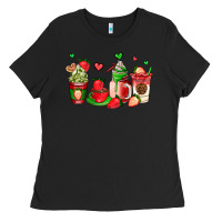 Black strawberry coffee cups Ladies Tee - AdoDesignShop