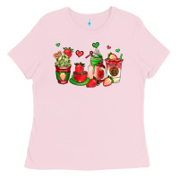 Bubblegum Pink strawberry coffee cups Ladies Tee - AdoDesignShop