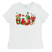 White strawberry coffee cups Ladies Tee - AdoDesignShop