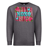 Charcoal Heather xoxo valentines day leopard glitter brushstroke Premium Sweatshirt - Jasminsmagicworld