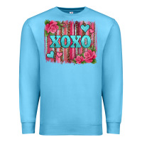 Ocean Blue xoxo valentines day leopard glitter brushstroke Premium Sweatshirt - Jasminsmagicworld