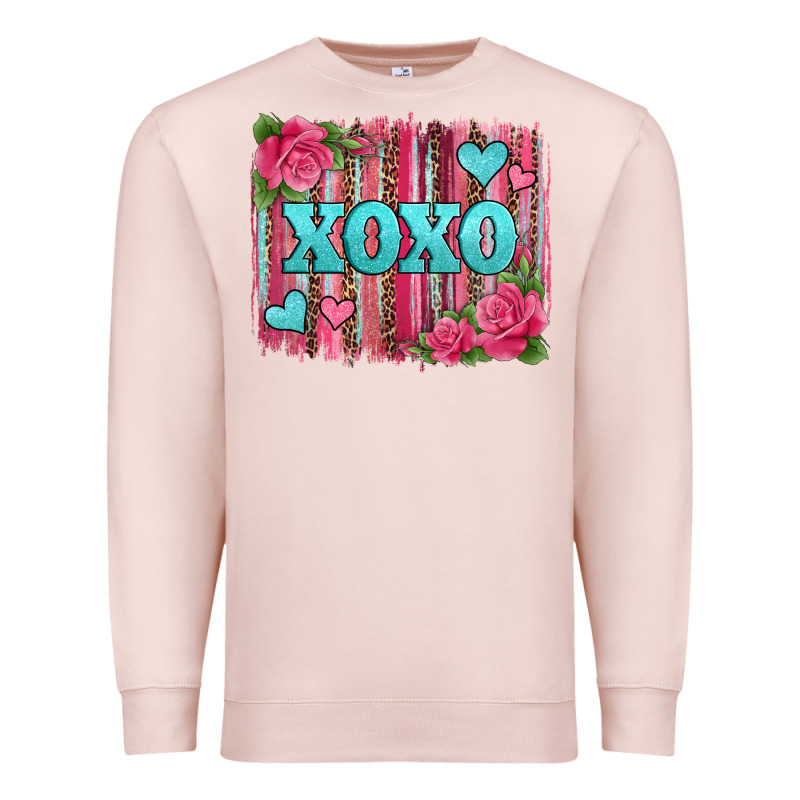 Xoxo Valentines Day Leopard Glitter Brushstroke Premium Sweatshirt by Jasminsmagicworld | Teevron