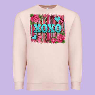 Xoxo Valentines Day Leopard Glitter Brushstroke Premium Sweatshirt Designed By Jasminsmagicworld