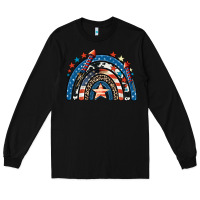 Black American rainbow 4th of july Long Sleeve Tee - CowGirlArtShop