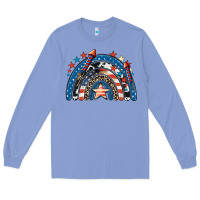 Colony Blue American rainbow 4th of july Long Sleeve Tee - CowGirlArtShop