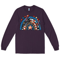 Plum American rainbow 4th of july Long Sleeve Tee - CowGirlArtShop
