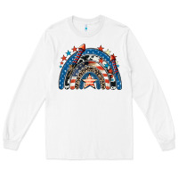 White American rainbow 4th of july Long Sleeve Tee - CowGirlArtShop