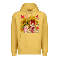 Antique Gold valentines day sunflowers with bear hjf Premium Hoodie - NancyCooperArtShop