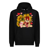 Black valentines day sunflowers with bear hjf Premium Hoodie - NancyCooperArtShop
