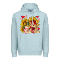 Blue Mist valentines day sunflowers with bear hjf Premium Hoodie - NancyCooperArtShop