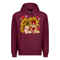 Burgundy valentines day sunflowers with bear hjf Premium Hoodie - NancyCooperArtShop