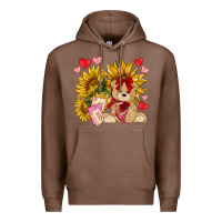 Chestnut valentines day sunflowers with bear hjf Premium Hoodie - NancyCooperArtShop