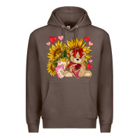 Coffee valentines day sunflowers with bear hjf Premium Hoodie - NancyCooperArtShop