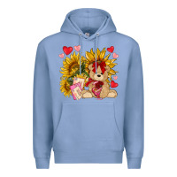Colony Blue valentines day sunflowers with bear hjf Premium Hoodie - NancyCooperArtShop