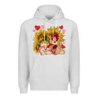 Dove Grey valentines day sunflowers with bear hjf Premium Hoodie - NancyCooperArtShop