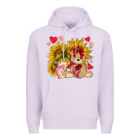 Lilac valentines day sunflowers with bear hjf Premium Hoodie - NancyCooperArtShop