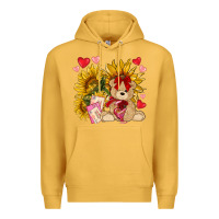 Mustard valentines day sunflowers with bear hjf Premium Hoodie - NancyCooperArtShop