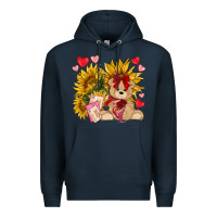 Navy valentines day sunflowers with bear hjf Premium Hoodie - NancyCooperArtShop