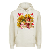 Oatmeal Heather valentines day sunflowers with bear hjf Premium Hoodie - NancyCooperArtShop