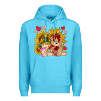Ocean Blue valentines day sunflowers with bear hjf Premium Hoodie - NancyCooperArtShop