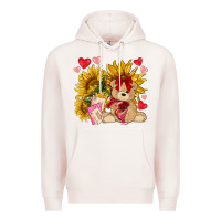 Pale Pink valentines day sunflowers with bear hjf Premium Hoodie - NancyCooperArtShop