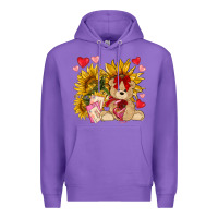 Purple valentines day sunflowers with bear hjf Premium Hoodie - NancyCooperArtShop