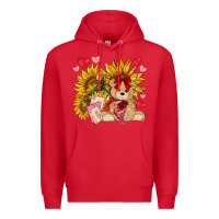 Red valentines day sunflowers with bear hjf Premium Hoodie - NancyCooperArtShop