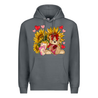 Rock valentines day sunflowers with bear hjf Premium Hoodie - NancyCooperArtShop