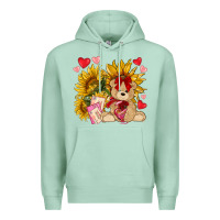 Seafoam valentines day sunflowers with bear hjf Premium Hoodie - NancyCooperArtShop