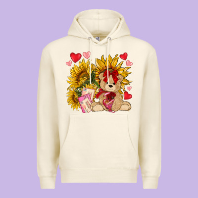 Valentines Day Sunflowers With Bear Hjf Premium Hoodie Designed By Nancycooperartshop